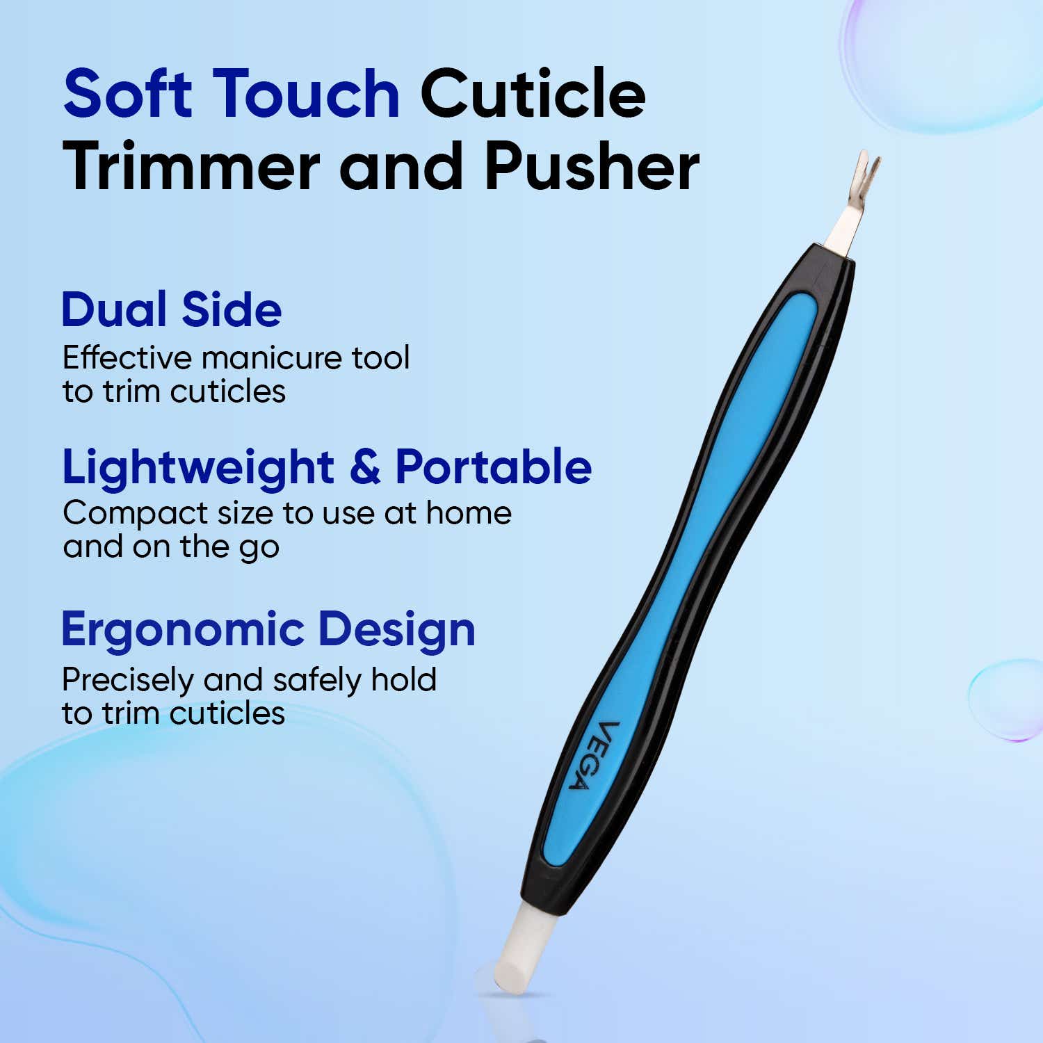 Vega | VEGA Soft Touch Cuticle Trimmer & Cuticle Pusher for Manicure & Pedicure for Men & Women (CTP-01N)