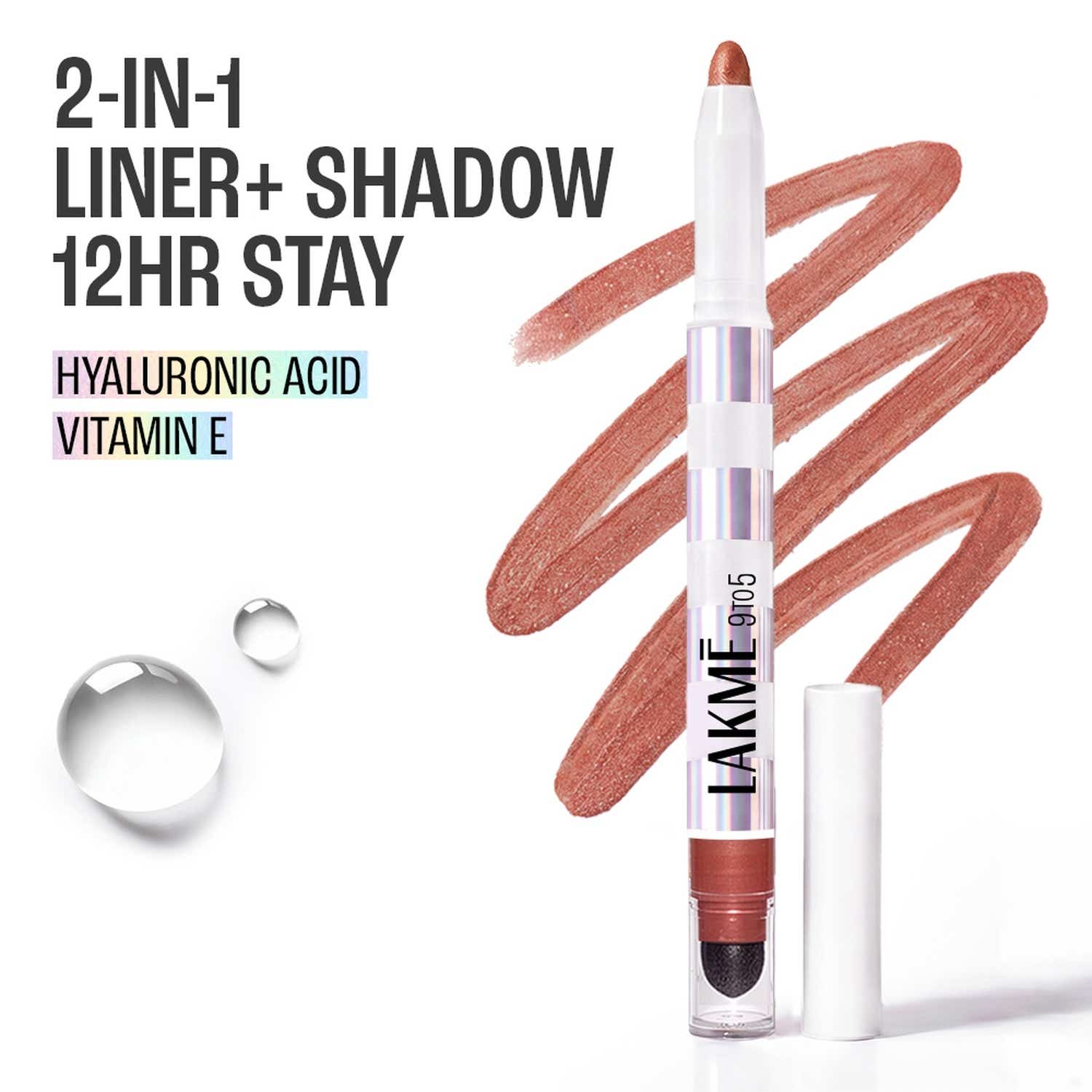 Lakme | Lakme 9To5 Hya Glam Liner + Shadow Eye Duo With Hyaluronic Acid & Vitamin E - Ember Glow (1.8 g)