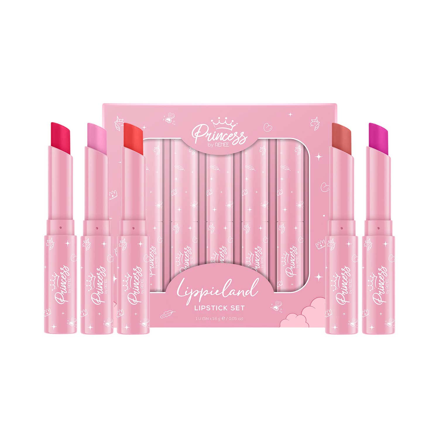 RENEE | Princess By Renee Lippieland Lipstick Set for Kids & Preteens (5 pcs)