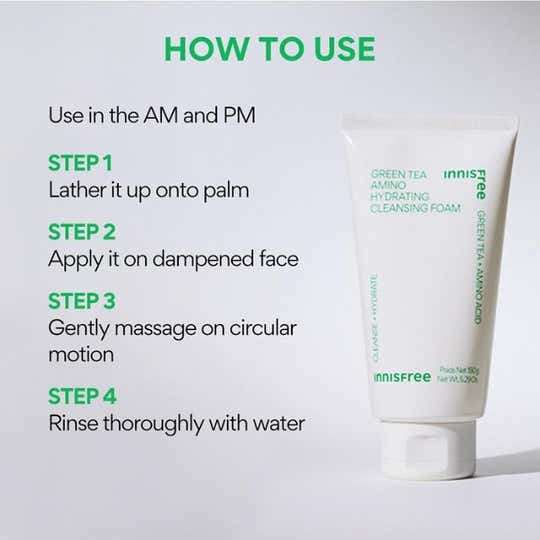 Innisfree Green Tea Amino Hydrating Cleansing Foam thumbnail 4