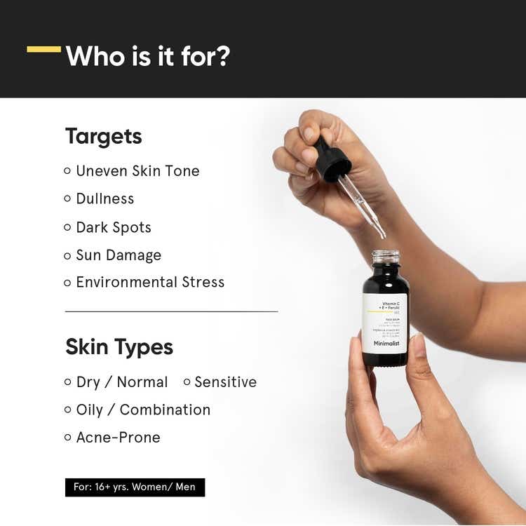 Minimalist 16 Vitamin C Face Serum – Brightening & Glow-Boosting Formula with Vitamin E, Ferulic Acid & Fullerenes, Antioxidant Boost for Radiant Skin (20 ml) thumbnail 2