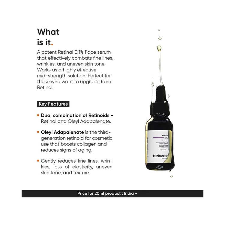 Minimalist 1 Retinal + Adapalenate +Squalene+ Bakuchiol Oil thumbnail 2