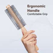 Vega Wooden Round Hair Brush for Women & Men, Professional Blow Dry, Wooden Barrel (R31-RB) - Beige