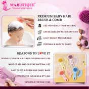 Majestique Premium Baby Hair Brush Comb Set for New Born - Pink (2 pcs)