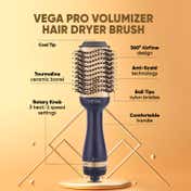 Vega Pro Volumizer Hair Blow Dryer Brush with 3 Heat-2 Speed Settings (1200W, VHSD-02)
