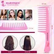 Majestique Wide Tooth Comb for Curly Hair - Pink