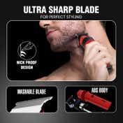 VGR ROSSO Beard & Hair Trimmer for Men with 3 Guide Combs 400Min Runtime 2-Year Warranty - Red