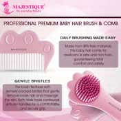 Majestique Premium Baby Hair Brush Comb Set for New Born - Pink (2 pcs)