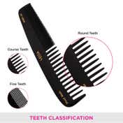Vega Handmade Graduated Black Dressing Hair Comb for Men and Women - Black (HMBC-102) (40 g)