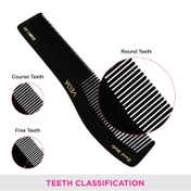 Vega Graduated Dressing Hair Comb for Men and Women Black Handmade (HMBC-115) (35 g)