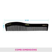 Vega Graduated Dressing Hair Comb for Men and Women Black Handmade (HMBC-115) (35 g)