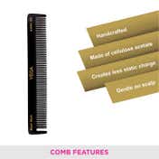 Vega Tortoise Shell Pattern Half Curve Graduated Dressing Hair Comb for Men & Women HMBC -402 (19 g)