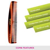 Vega Pocket Hair Comb Handmade India's No.1 Hair Comb Brand for Men and Women (HMC-19D) (9 g)