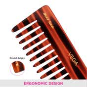 Vega Handmade Shampoo Hair Comb with Wide Teeth for Men and Women Large (HMC-30) (57 g)