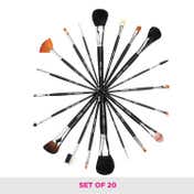 Vega Soft Bristle Makeup Brushes Set with Black Leather Case Set of 20 (LK-20) (740 g)