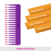 Vega Lilac Shampoo Comb India's No.1 Hair Comb Brand for Detangling Hair Purple (1268) (32 g)