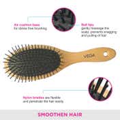 Vega Wooden Bamboo Cushion Brush India's No.1 Hair Brush Brand for Men and Women (E2-CBB) (63 g)