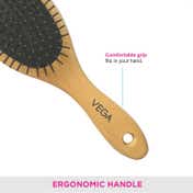 Vega Wooden Bamboo Cushion Brush India's No.1 Hair Brush Brand for Men and Women (E2-CBB) (63 g)