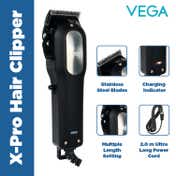 Vega X-Pro Professional Hair Clipper (VHCP-02) - Black (515 g)