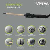 Vega Chopstick Hair Curler -7x10 mm for Women with Quick Heat Cool Tip Safety Stand (VHCS-01)