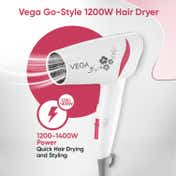 Vega Go Style 1200-1400W Foldable Hair Dryer for Women with Heat & Cool Setting Quick Dry VHDH-18