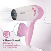 Vega Insta Glam Foldable 1000 Watts Hair Dryer with 2 Heat-Speed Settings, Made in India (VHDH-20)