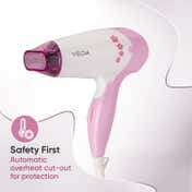 Vega Insta Glam Foldable 1000 Watts Hair Dryer with 2 Heat-Speed Settings, Made in India (VHDH-20)