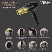 Vega Super Pro 2400W Professional Hair Dryer with Diffuser 2 Nozzle & Travel Pouch (VHDP-04) (549 g)