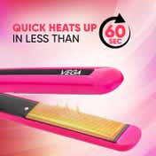 Vega Trendy Hair Straightener with Temperature Setting Quick Heatup Auto Shut-off Pink (VHSH-16)