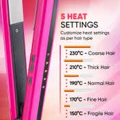 Vega Trendy Hair Straightener with Temperature Setting Quick Heatup Auto Shut-off Pink (VHSH-16)