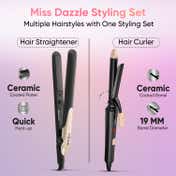 Vega Miss Dazzle Styling Set for Women Hair Straightener with 19mm Barrel Hair Curler VHSS-02(549 g)