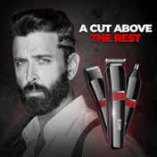 Beardo Chrome Beast Grooming Kit Black & APE-X 3-In-1 Multipurpose Trimmer - Black & Red Combo