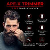 Beardo APE-X 3-In-1 Multipurpose Trimmer - Black & Red