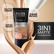 Faces Canada 3in1 All Day Hydra Matte Foundation + Moisturizer + SPF 30 - Warm Natural 021 (25 ml)