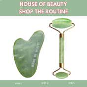 House of Beauty Jade Roller Kit -Toning, Tightening, Lymphatic Drainage, Depuffing Eyes (3 Pcs)