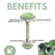 House of Beauty Jade Roller Kit -Toning, Tightening, Lymphatic Drainage, Depuffing Eyes (3 Pcs)