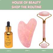 House of Beauty Rose Quartz Roller Kit For Toning, Tightening, Depuffing Face & Undereyes (3 Pcs)
