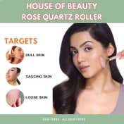 House of Beauty Rose Quartz Roller Kit For Toning, Tightening, Depuffing Face & Undereyes (3 Pcs)