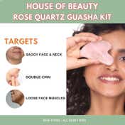 House of Beauty Rose Quartz Guasha Tool Kit For Double Chin, Jawline, Contour & Shapes Nose (3 Pc)