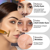 House of Beauty 24K Face Massager Kit For Undereye Puffiness, Dark Circles,Face Tightening (3 Pc)
