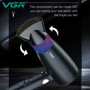 VGR V-439 Professional Foldable Hair Dryer 1200-1600W 3 Heat Setting Concentrator 2 Speed Settings (1Pc)