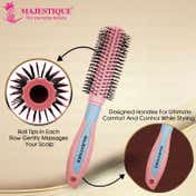 Majestique Hair Round Brush for Blow Drying and Hair Styling with Nylon Bristles - Color May Vary
