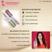 Majestique Hair Round Brush for Blow Drying and Hair Styling with Nylon Bristles - Color May Vary
