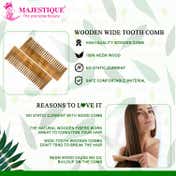 Majestique Wooden Wide Tooth Comb, Ideal for Detangling and Styling All Hair Types