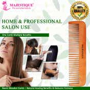 Majestique Wooden Hair Comb With Handle