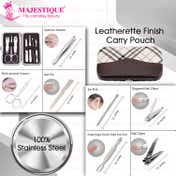 Majestique 7 In1 Manicure and Pedicure Grooming Set, Stainless Steel - Color May Vary
