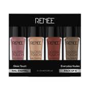 RENEE Gloss Touch Nail Enamel - N02 Everyday Nudes (4 Pcs)