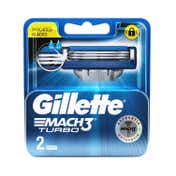 Gillette Mach 3 Turbo Manual Shaving Razor Blades Cartridge (2Pcs)
