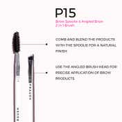 Praush Beauty 2 in 1 Brow Spoolie and Angled Brow Brush- P15 (1Pc)