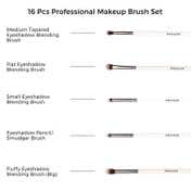 Praush Beauty 16 Pcs Professional Makeup Brush Set For Face & Eyes With Makeup Pouch